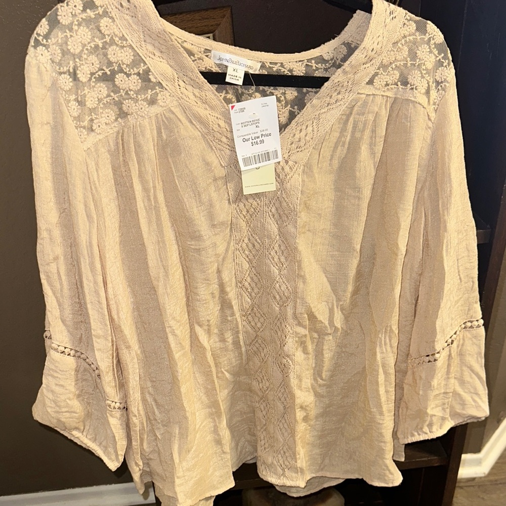 JohnPaulRichard Cream Lace Detail Blouse - Picture 3 of 9